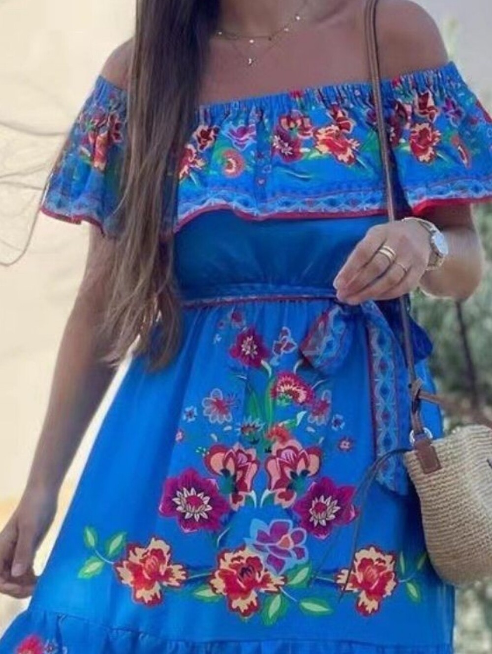 Summer Blossom Ruffle Maxi - Blue - Picture 4 of 5